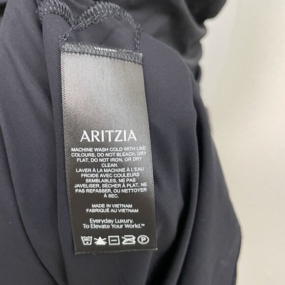 Aritzia TEN Rouched Stretch Jersey Fit and Flare Dress Black size Large - Picture 10 of 10
